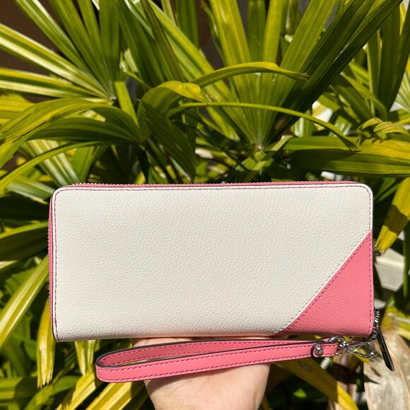 Michael Kors Jet Set Travel Large Continental Wallet Color-Block Tea Rose Multi - Picture 2 of 9